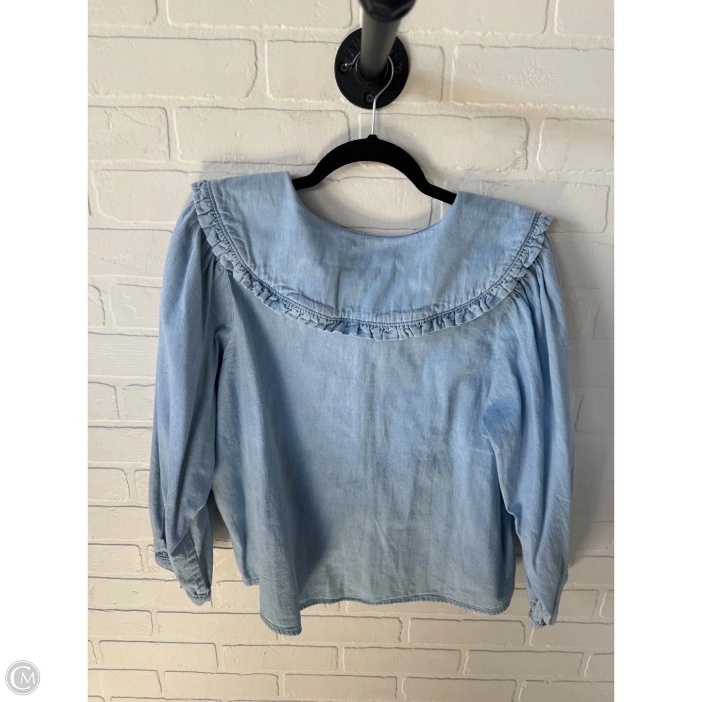 Top Long Sleeve By Levis In Blue Denim, Size: L