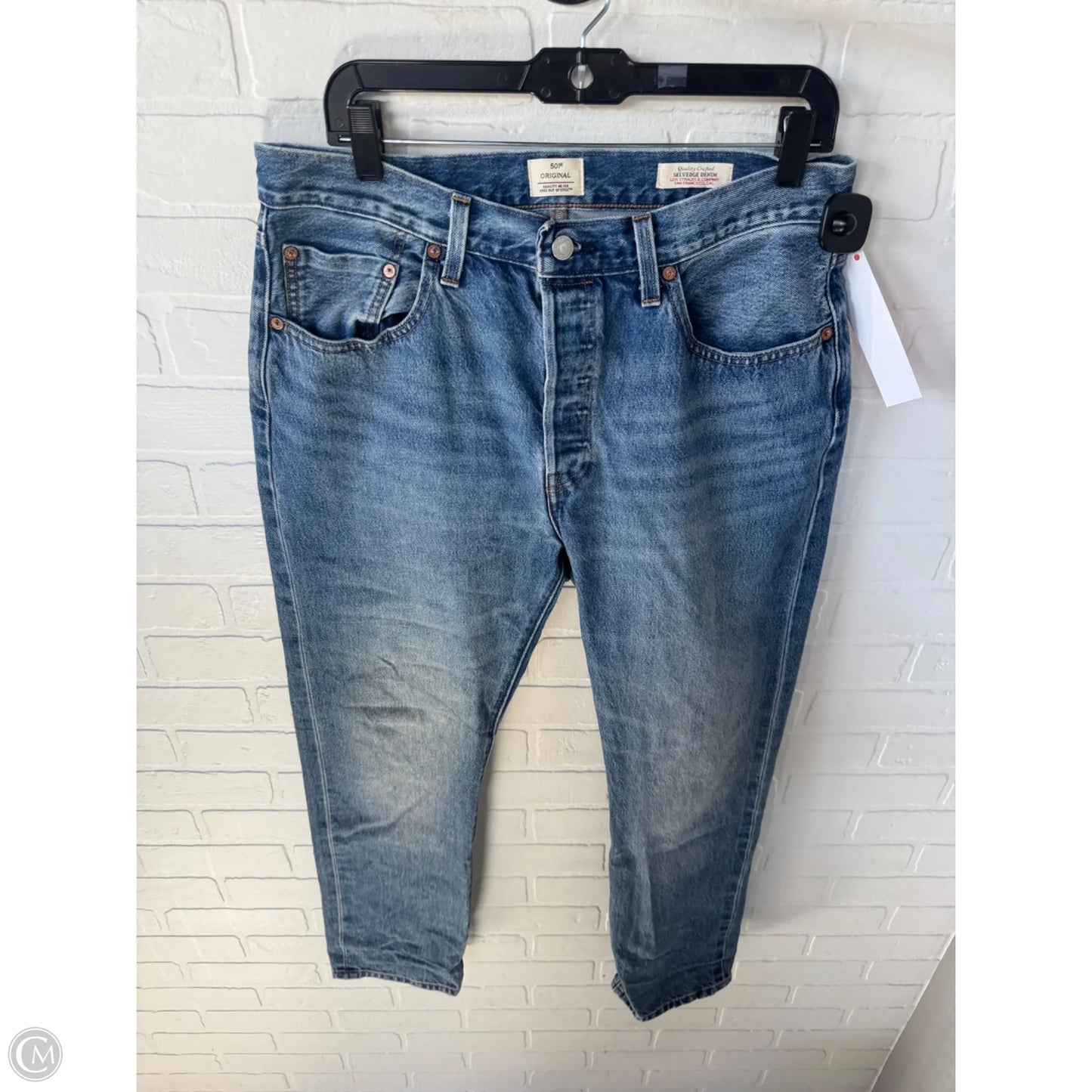 Jeans Straight By Levis In Blue Denim, Size: 14
