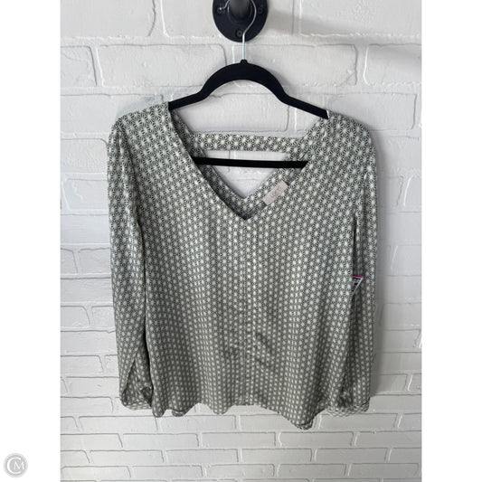 Top Long Sleeve By Loft In Green & White, Size: M