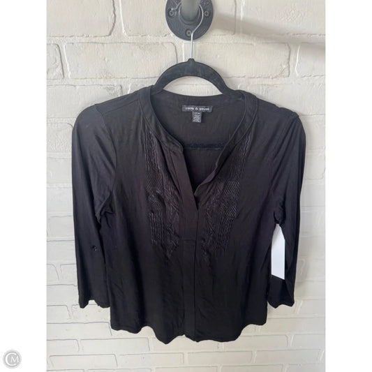 Top 3/4 Sleeve By Cable And Gauge In Black, Size: S