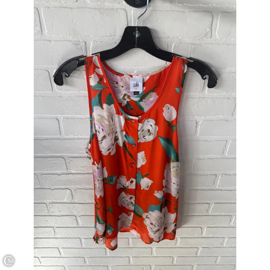 Top Sleeveless By Cabi In Orange & White, Size: S