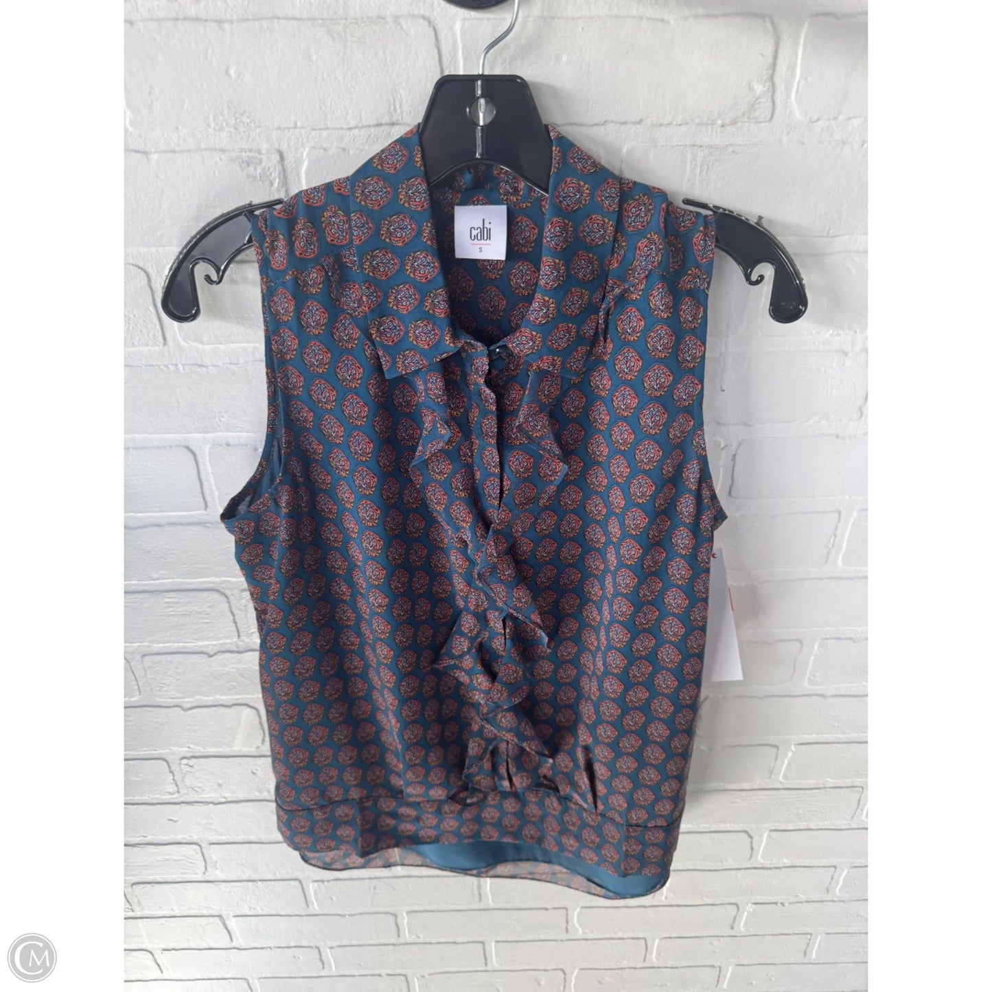 Top Sleeveless By Cabi In Blue & Orange, Size: S