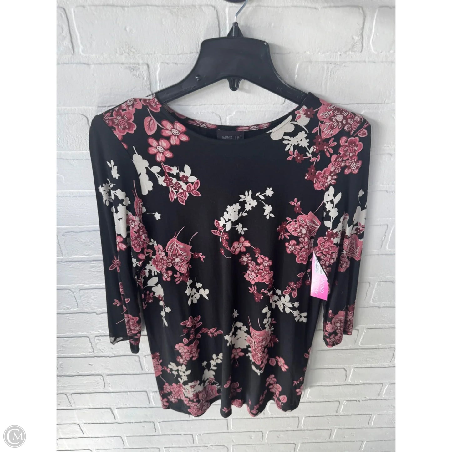 Top 3/4 Sleeve Basic By J. Jill In Black & Pink, Size: Xs