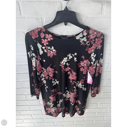 Top 3/4 Sleeve Basic By J. Jill In Black & Pink, Size: Xs