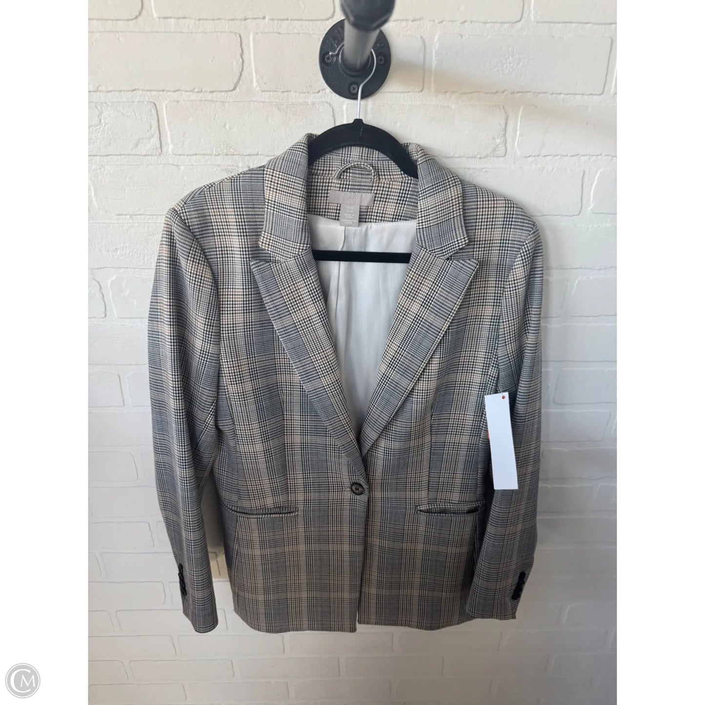Blazer By H&m In Grey & Tan, Size: M