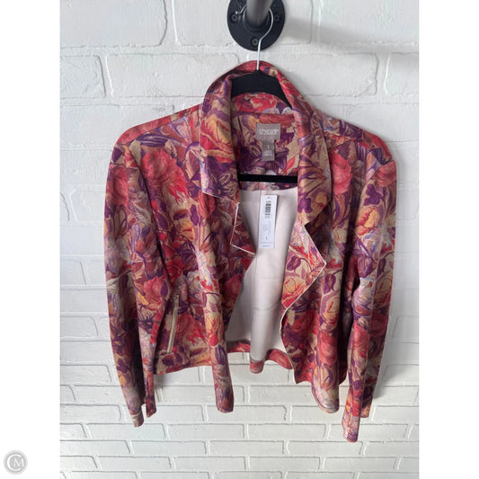 Jacket Moto By Chicos In Purple & Red, Size: M
