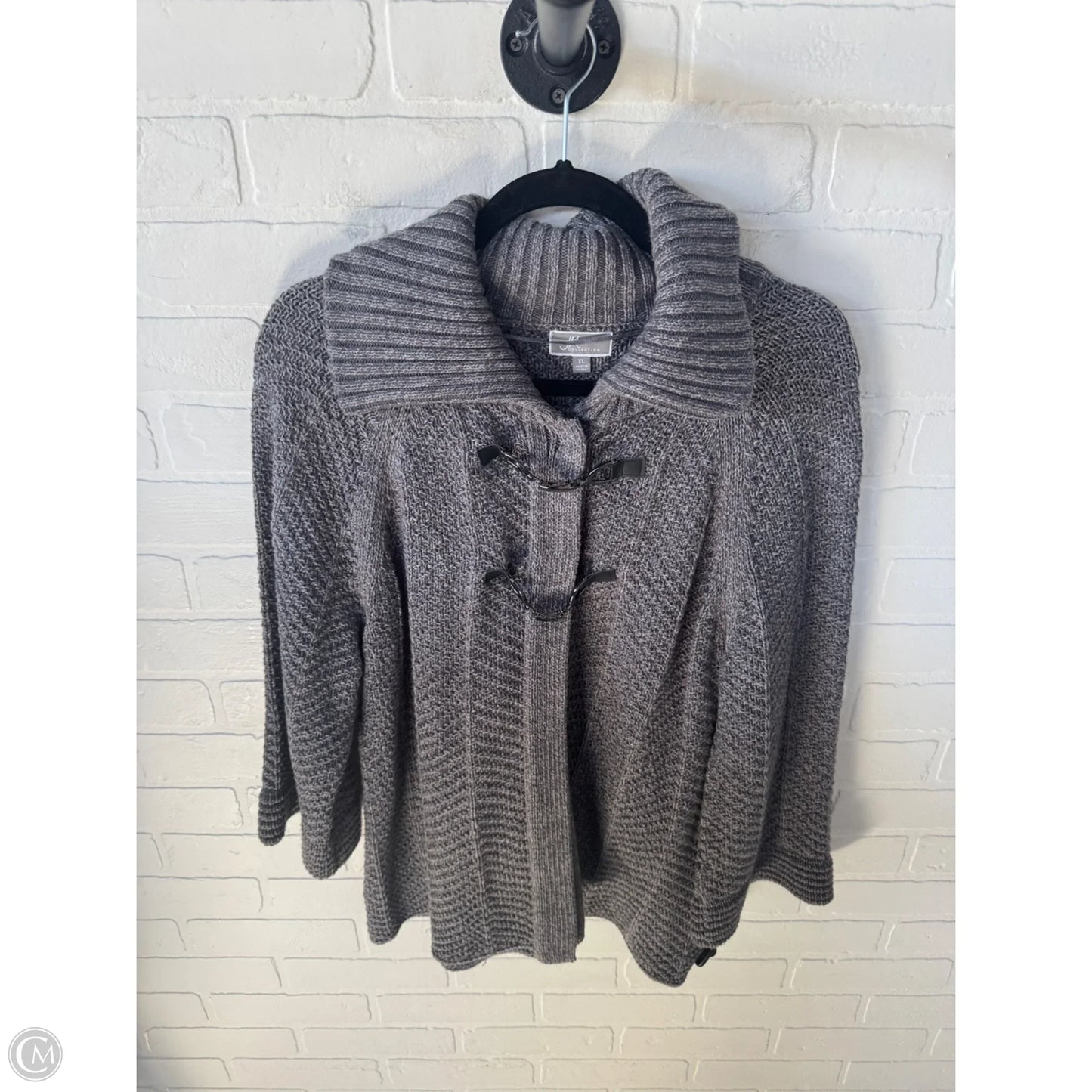 Sweater Cardigan By Jm Collections In Grey, Size: Xl