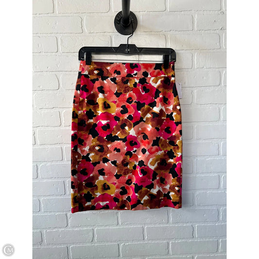 Skirt Midi By Ann Taylor In Black & Pink, Size: 0