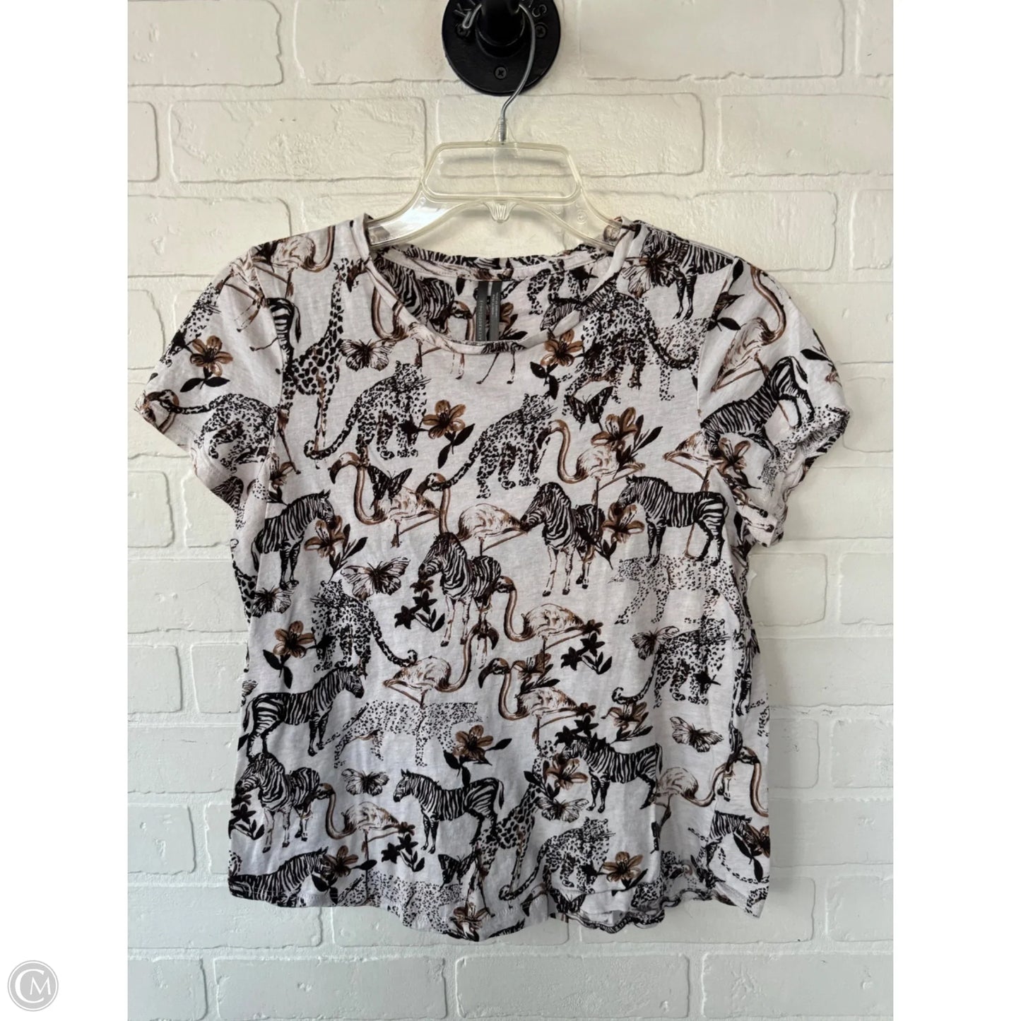 Top Short Sleeve Basic By Anthropologie In Brown & Tan, Size: S