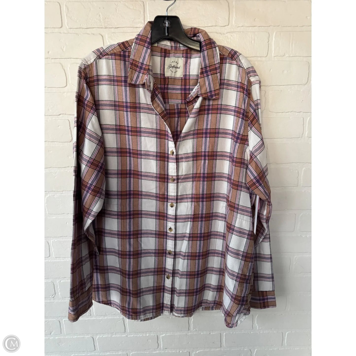 Top Long Sleeve By Jachs Girlfirend In Purple & White, Size: Xl