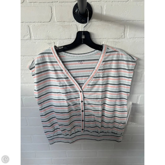Top Short Sleeve By Loft In Green & White, Size: S