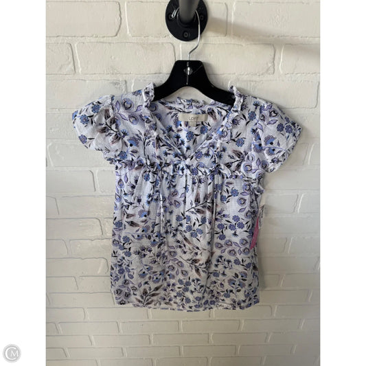 Top Short Sleeve By Loft In Purple & White, Size: Xs
