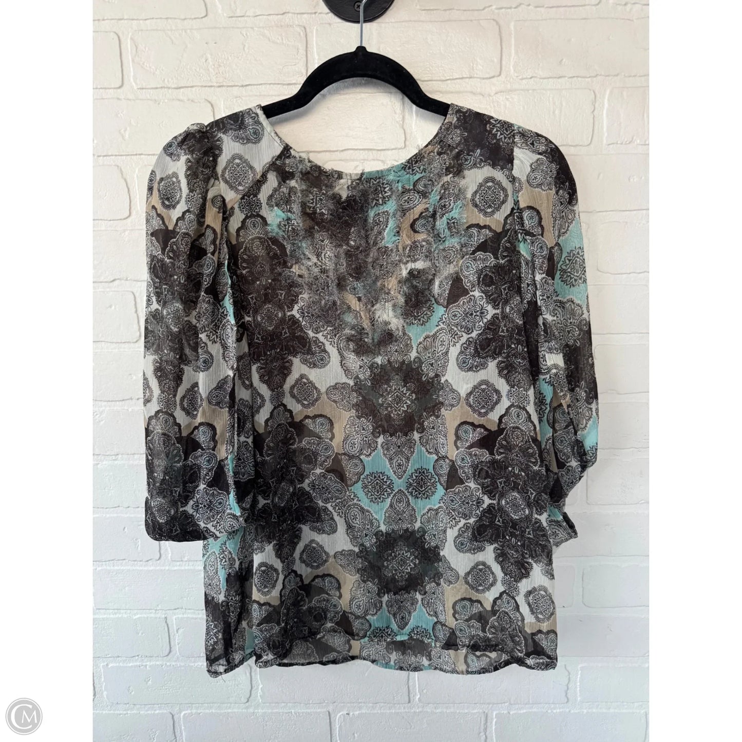 Top Short Sleeve By Bcbgeneration In Blue & Brown, Size: S