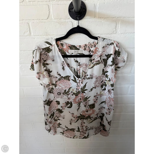 Top Short Sleeve By Loft In Green & Pink, Size: S