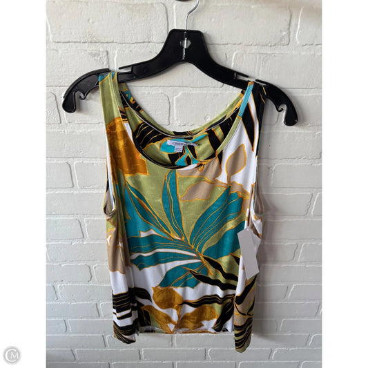Top Sleeveless By Chicos In Green & White, Size: L