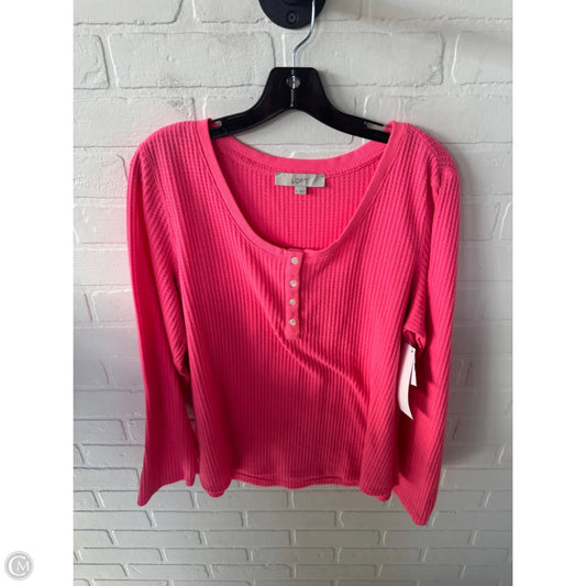 Top Long Sleeve Basic By Loft In Pink, Size: Xl