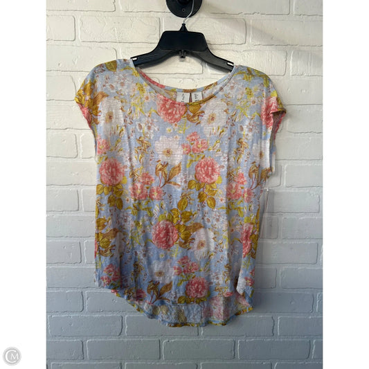Top Short Sleeve By J By Joie In Blue & Pink, Size: L