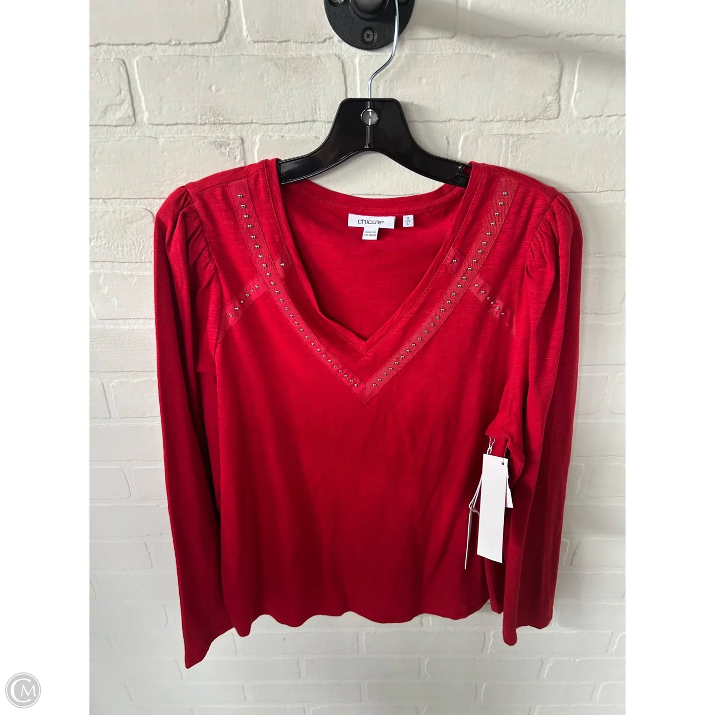 Top Long Sleeve By Chicos In Red, Size: L