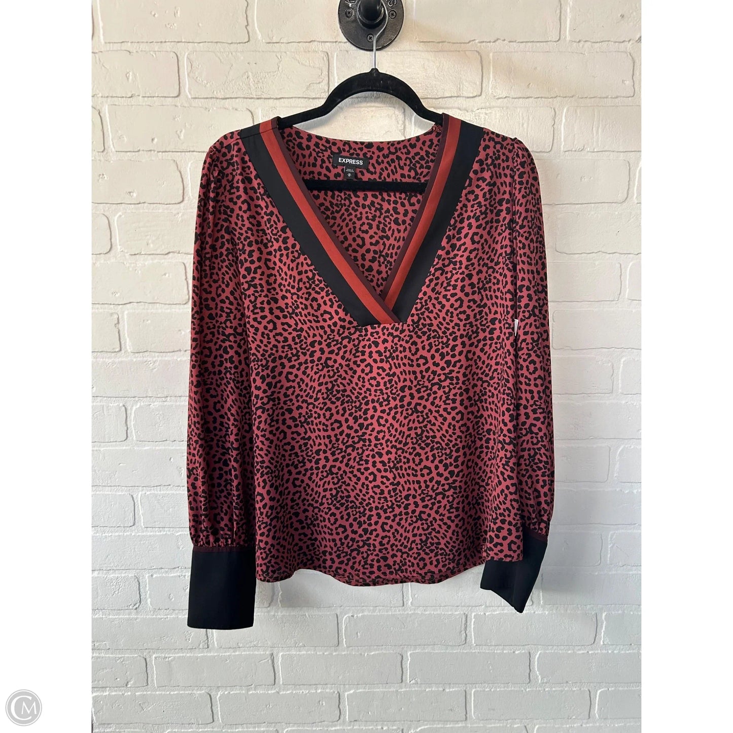 Top Long Sleeve By Express In Black & Brown, Size: M