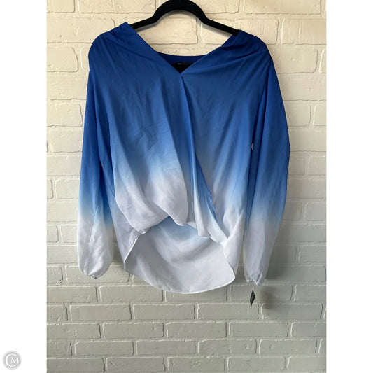 Top Long Sleeve By Inc In Blue & White, Size: M