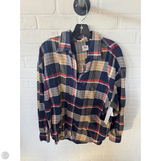 Top Long Sleeve By Levis In Blue & Tan, Size: L