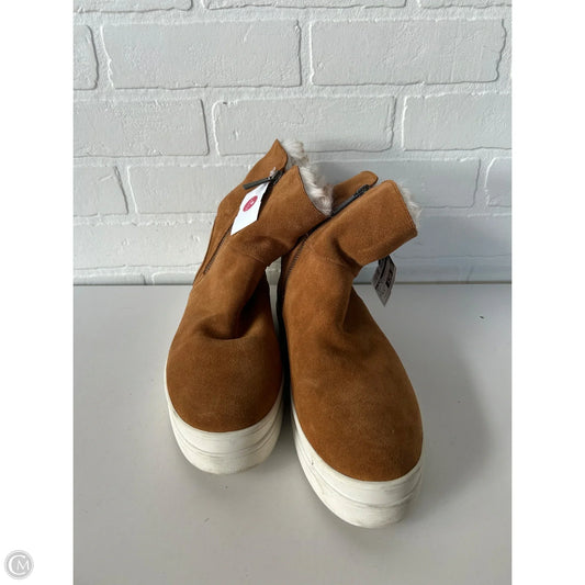 Boots Ankle Flats By J Slides In Brown & White, Size: 8.5