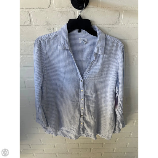 Top Long Sleeve By Sigrid Olsen In Blue & White, Size: L