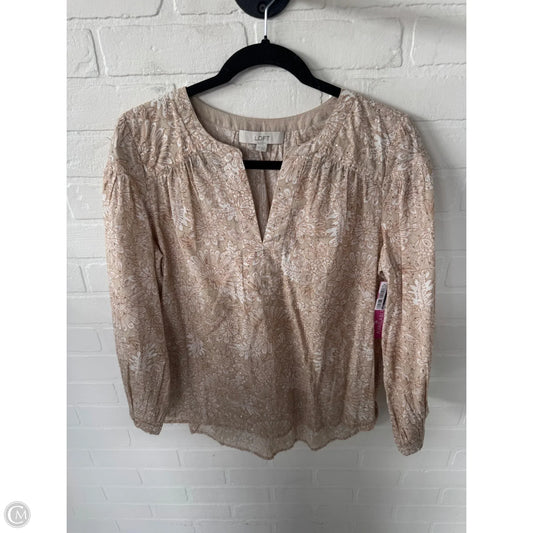 Top 3/4 Sleeve By Loft In Gold & Tan, Size: M