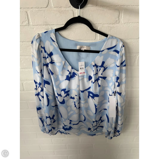 Top Long Sleeve By Loft In Blue & White, Size: M