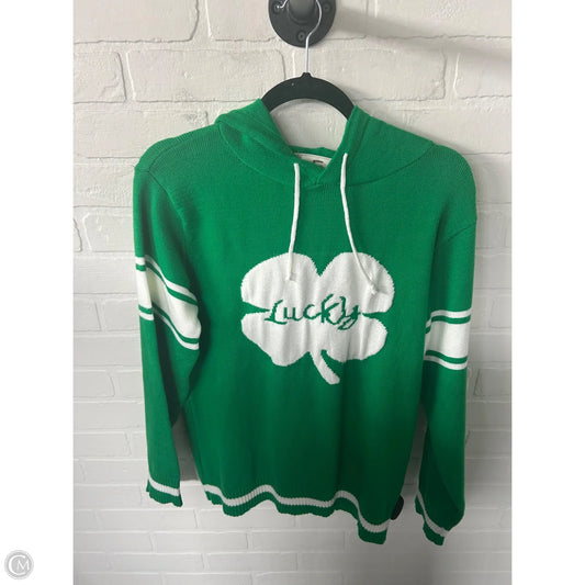 Sweater By Clothes Mentor In Green & White, Size: M