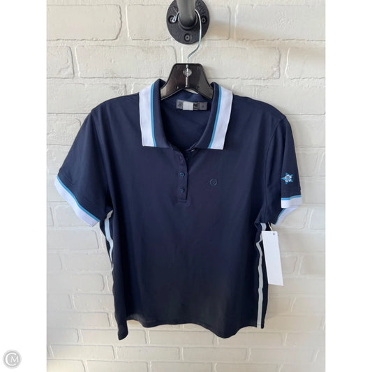 Athletic Top Short Sleeve By Clothes Mentor In Blue & White, Size: L