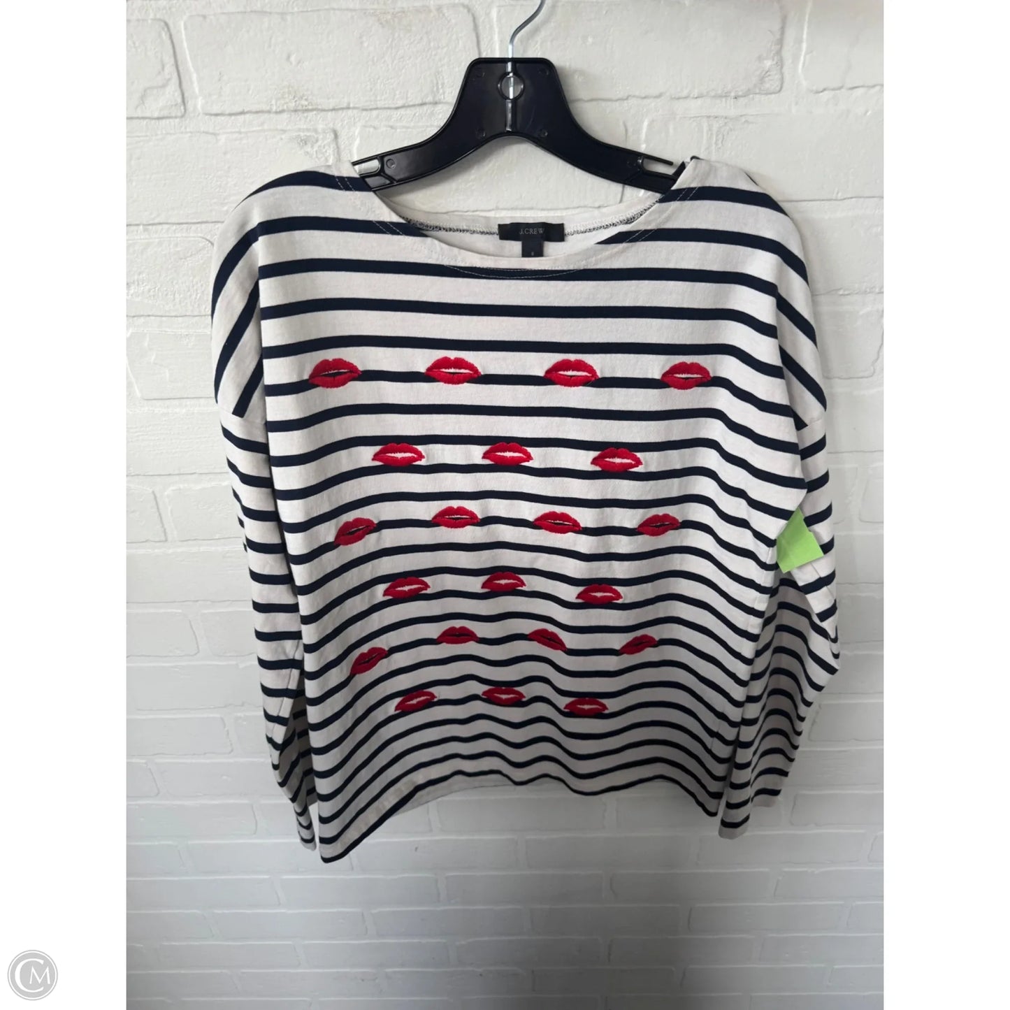 Top Long Sleeve By J. Crew In Blue & Cream, Size: S
