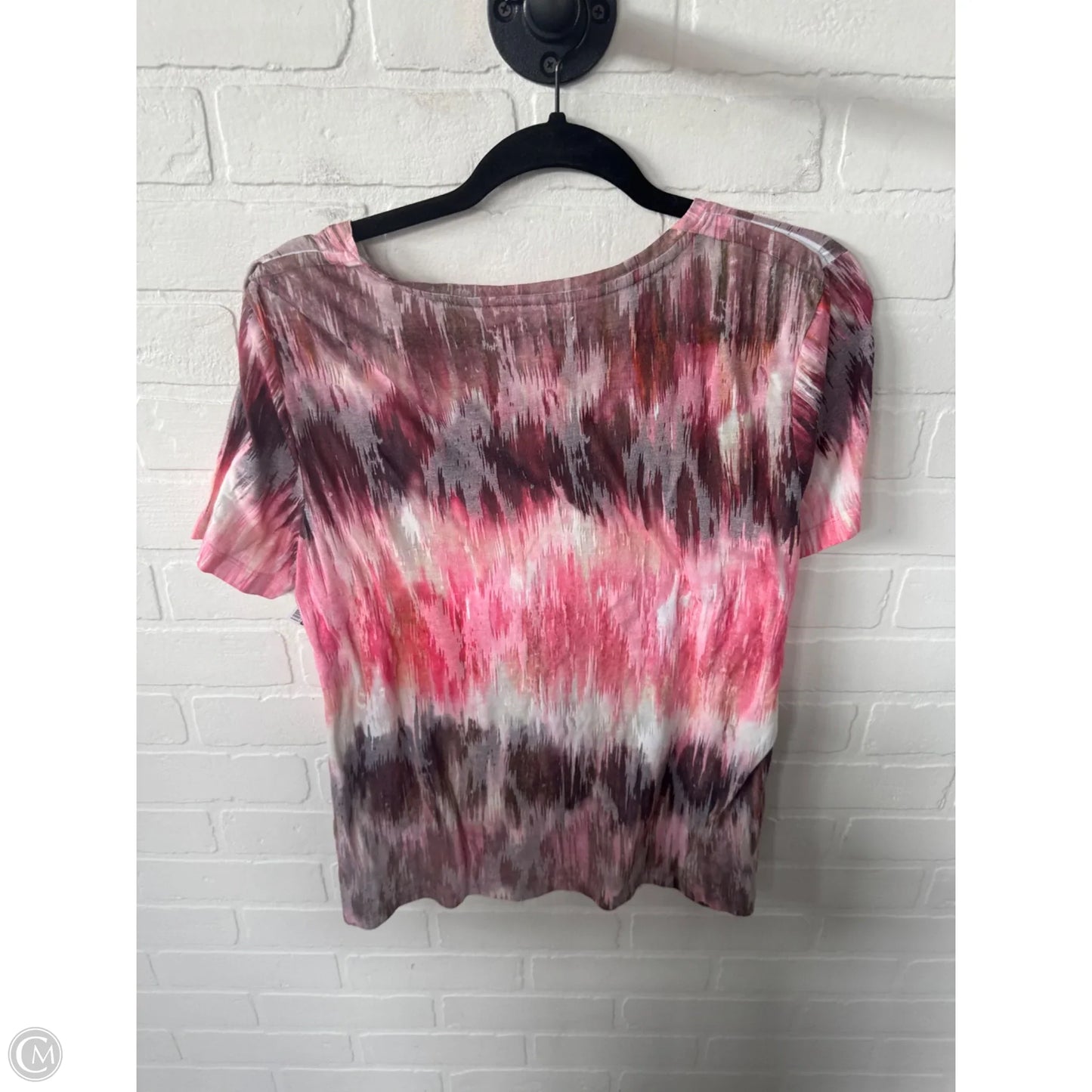 Top Short Sleeve By Christopher And Banks In Brown & Pink, Size: L