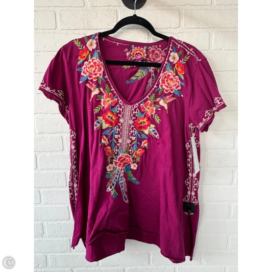 Top Short Sleeve Designer By Johnny Was In Purple, Size: L