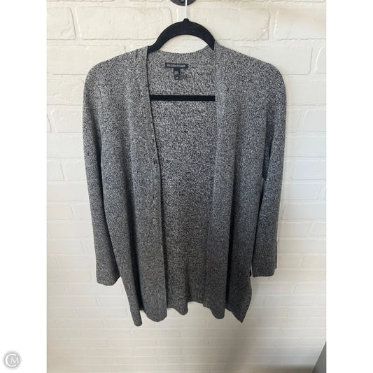 Sweater Cardigan By Eileen Fisher In Black & Grey, Size: S