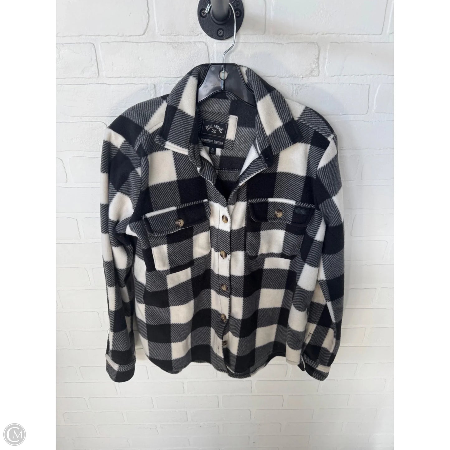 Jacket Fleece By Billabong In Black & Cream, Size: M