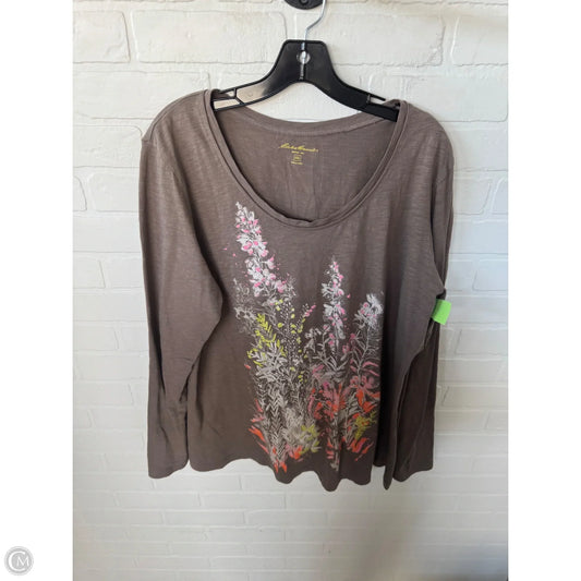 Top Long Sleeve Basic By Eddie Bauer In Brown & Pink, Size: Xxl