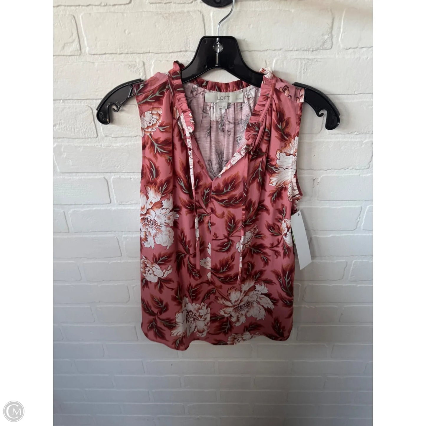 Top Sleeveless By Loft In Pink & Tan, Size: Xsp