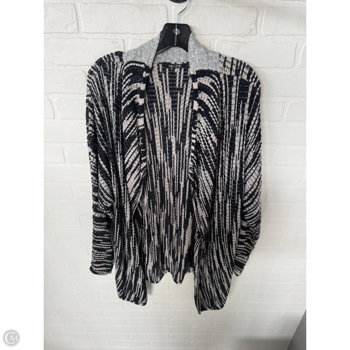 Sweater Cardigan By Nic + Zoe In Grey & Tan, Size: L