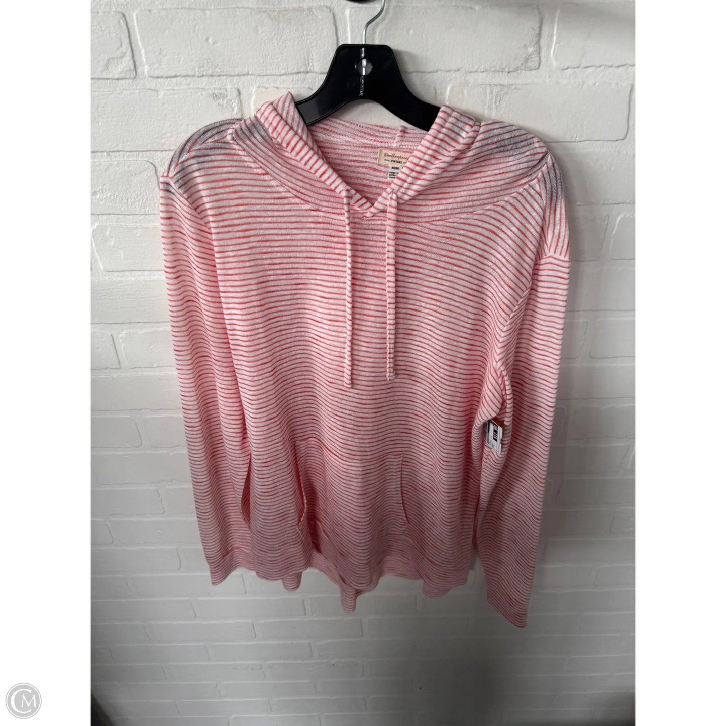 Top Long Sleeve By Weatherproof In Orange & White, Size: M