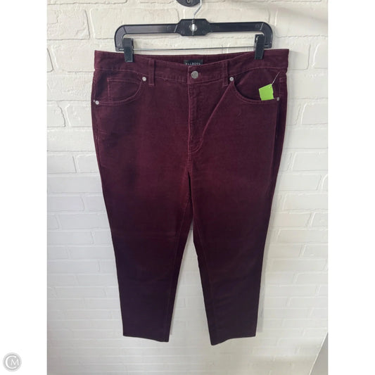 Pants Corduroy By Talbots In Maroon, Size: 12