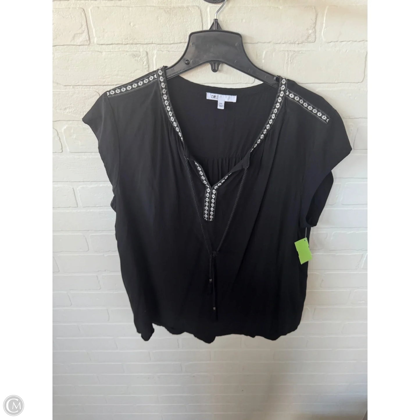 Top Short Sleeve By Dr2 In Black & White, Size: Xxl