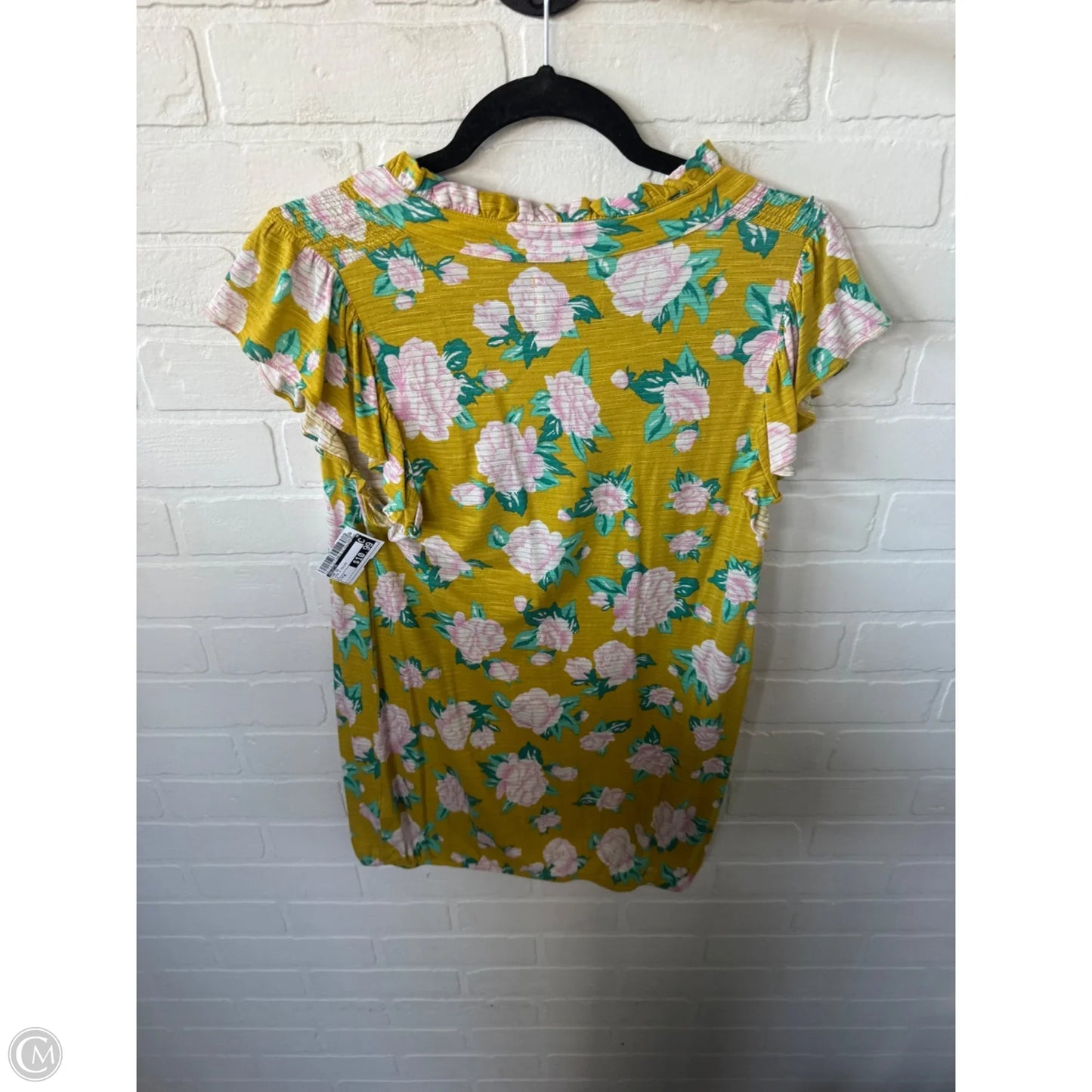Top Short Sleeve By Deletta In Pink & Yellow, Size: M