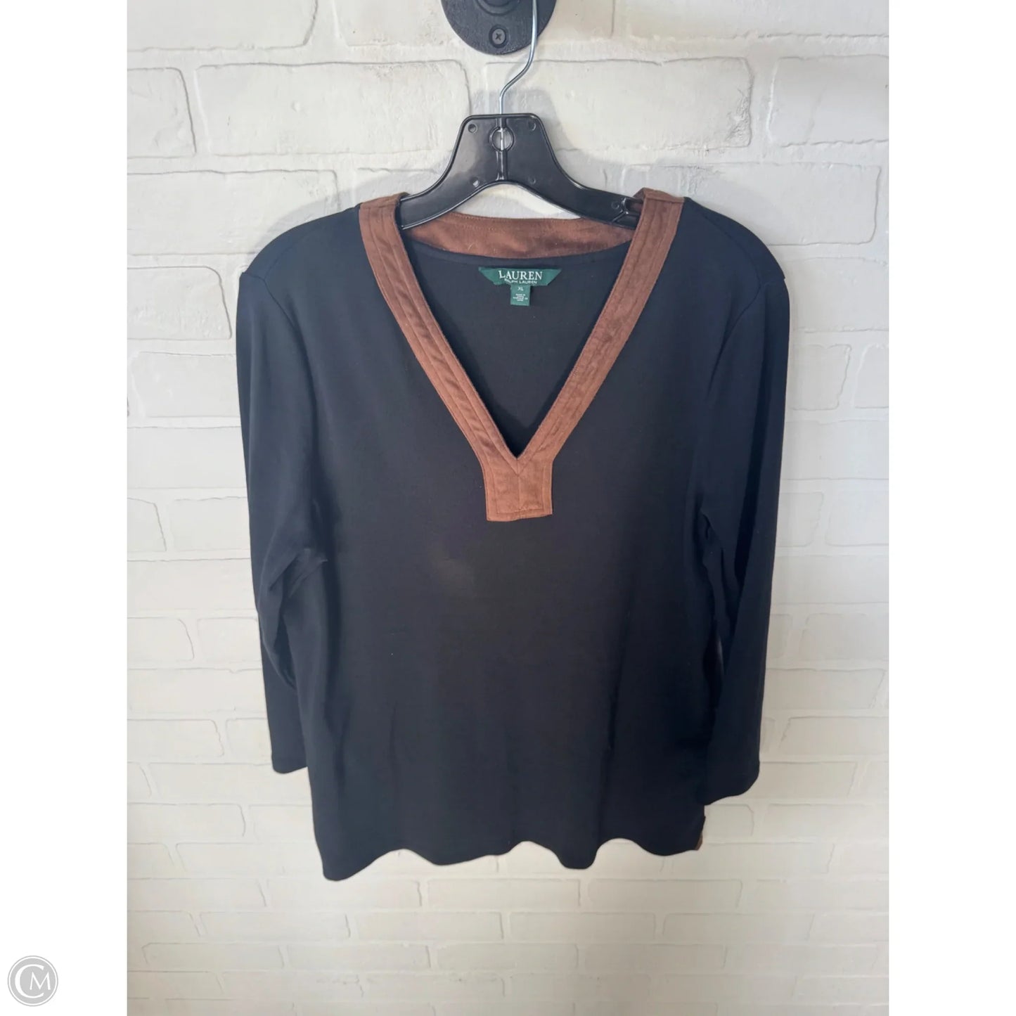 Top 3/4 Sleeve By Lauren By Ralph Lauren In Black & Brown, Size: Xl