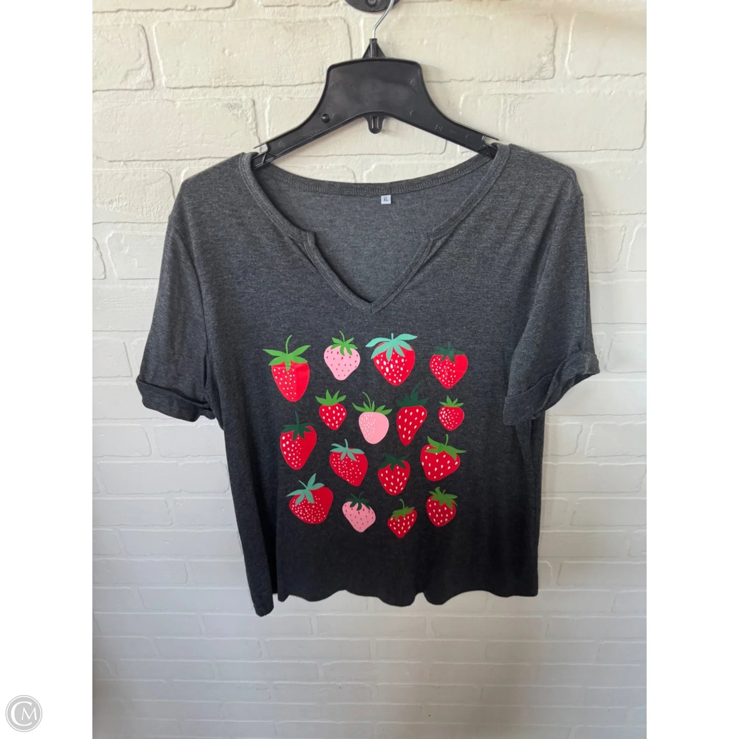 Top Short Sleeve Basic By Clothes Mentor In Grey & Pink, Size: Xl