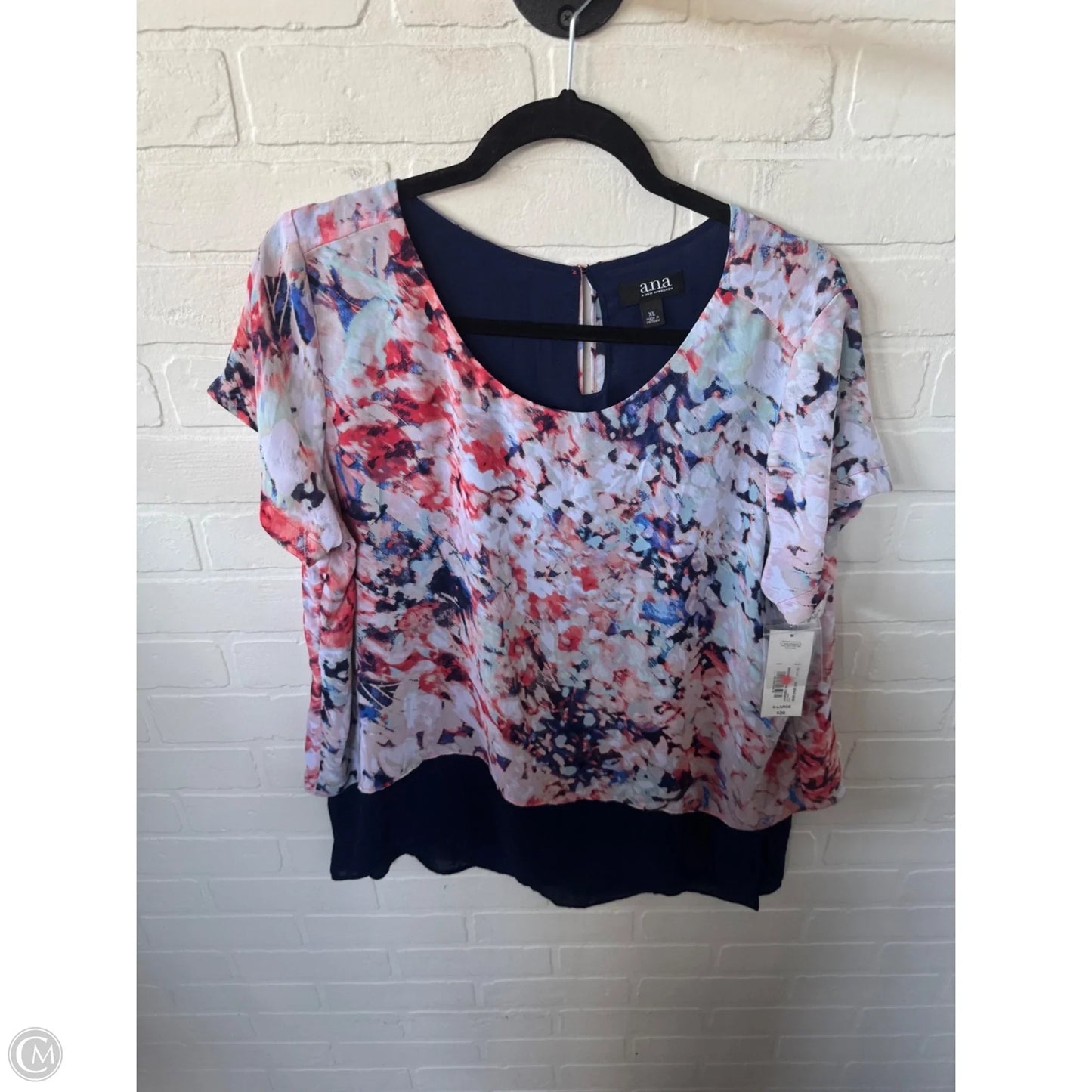 Top Short Sleeve By Ana In Blue & Pink, Size: Xl