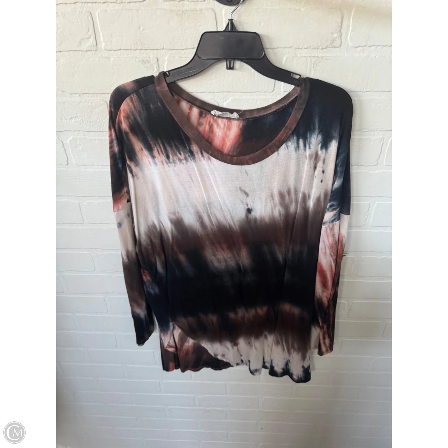 Top Long Sleeve By Peach Love Cream California In Black & Brown, Size: L