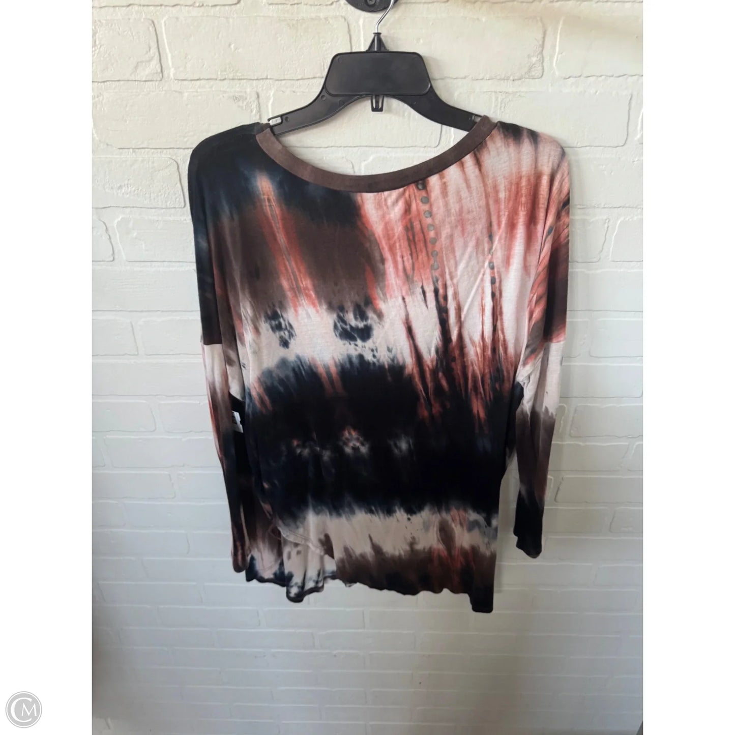 Top Long Sleeve By Peach Love Cream California In Black & Brown, Size: L