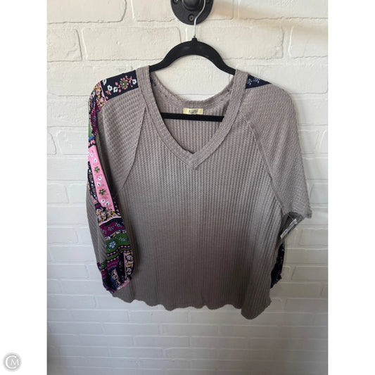 Top Long Sleeve By Kori America In Tan, Size: L