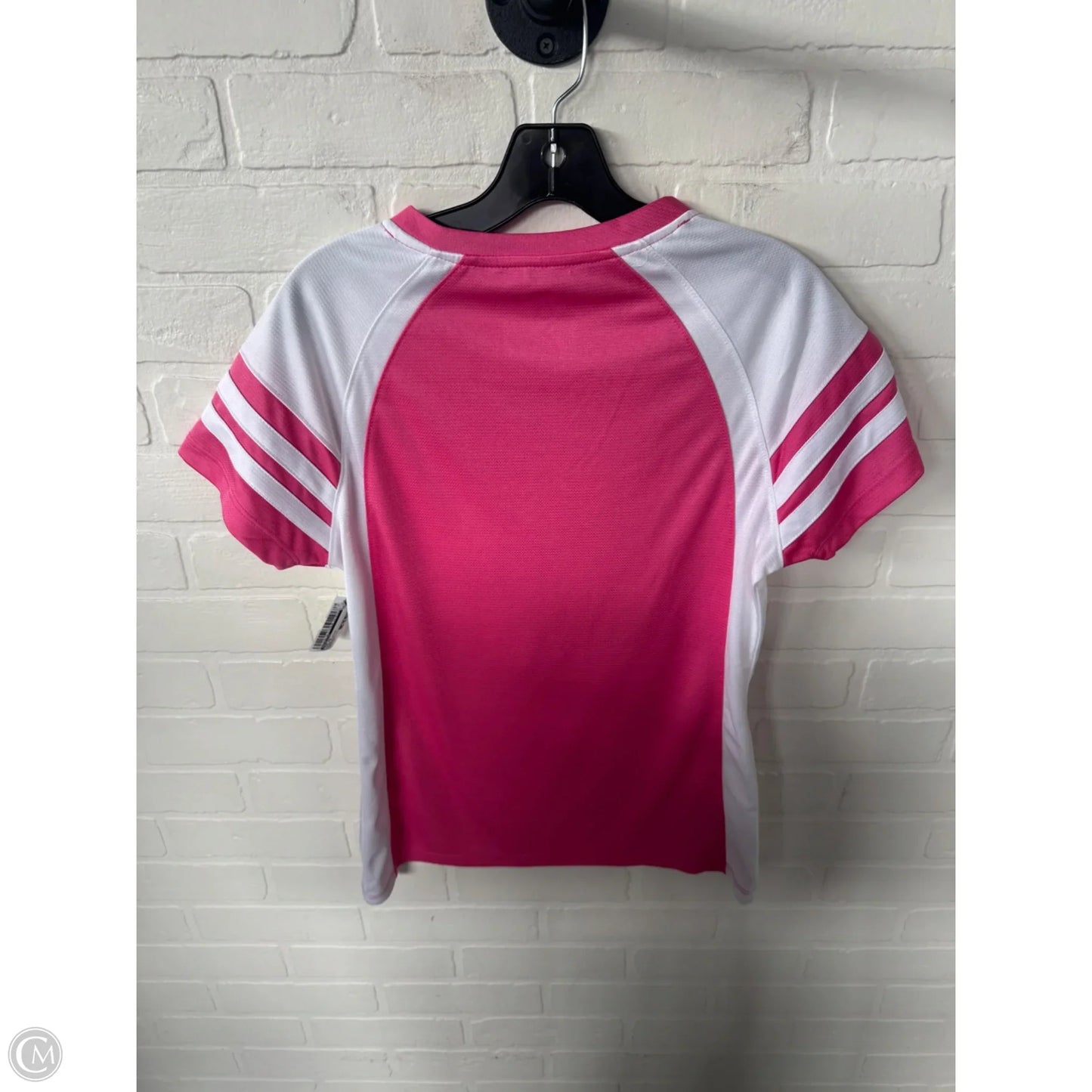 Top Short Sleeve By Majestic In Pink & White, Size: M